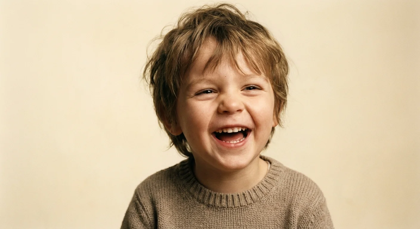 Kind lachend geportretteerd in FotoAteljee Caroline, Vichte